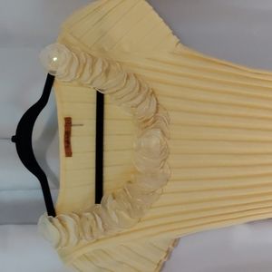 Belldini Butter  S/S Sweater with Chiffon and Sequin trim, scoop neck, L